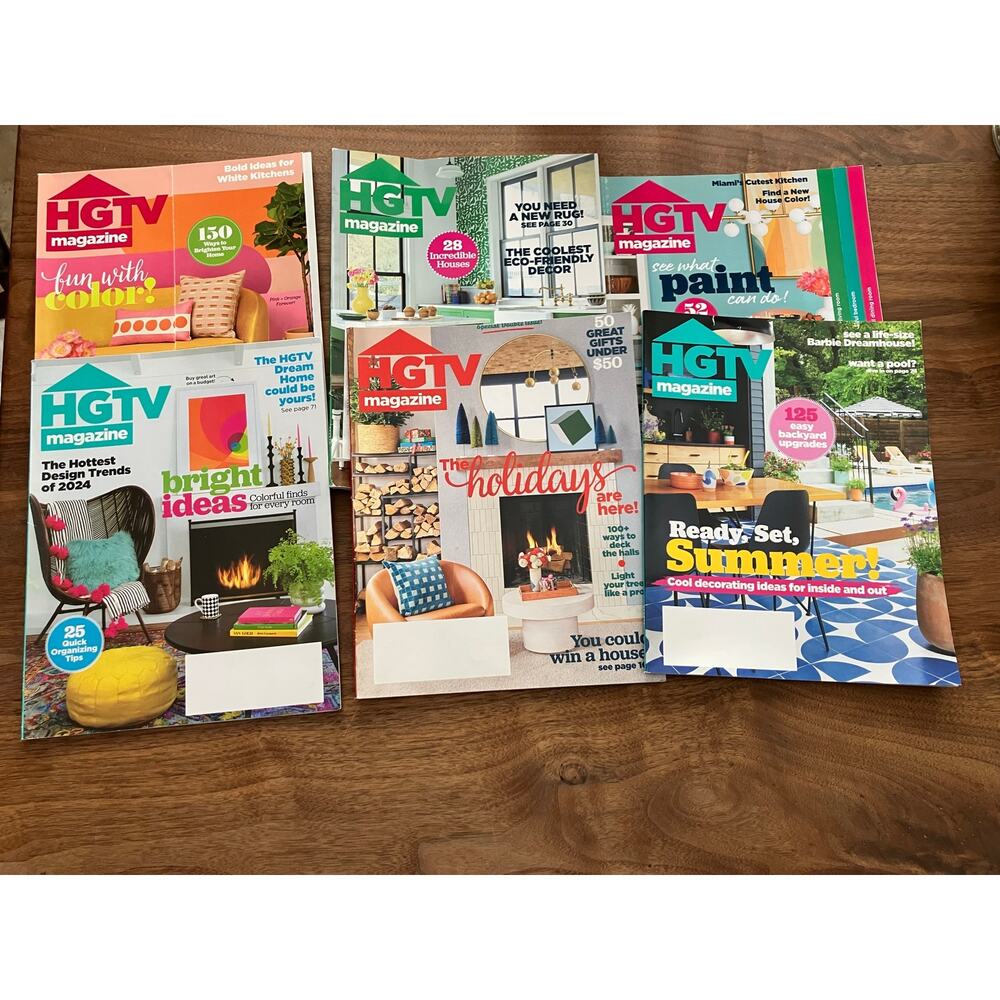 Lot of 6 HGTV Magazines | Home Decorating,‎ Design Trends, DIY & Lifestyle